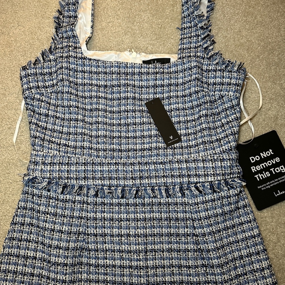 Lulus Dress - Women’s Size M - Blue - Tweed Midi Dress - Picture 4 of 11